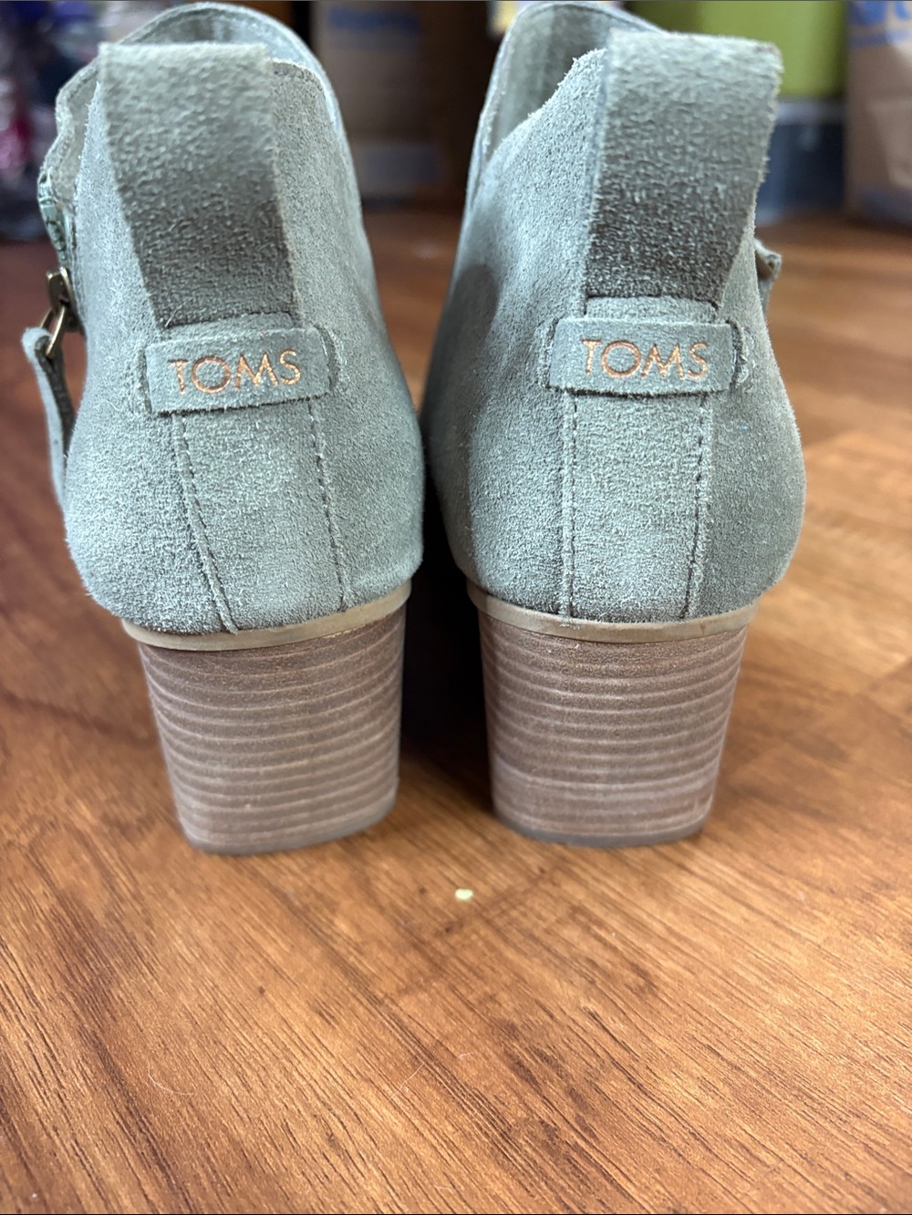 Toms Suede Ankle Booties in Sage Gray - Picture 4 of 7
